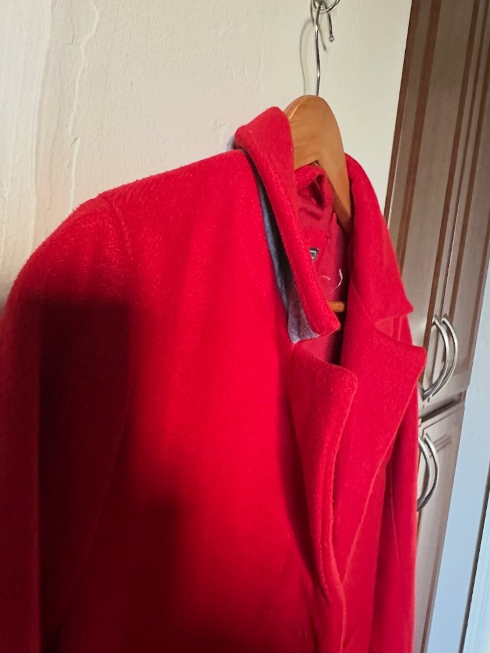 Abercrombie & Fitch Women's Red Wool Blend Dad Coat Button Front Size XS - Picture 6 of 10